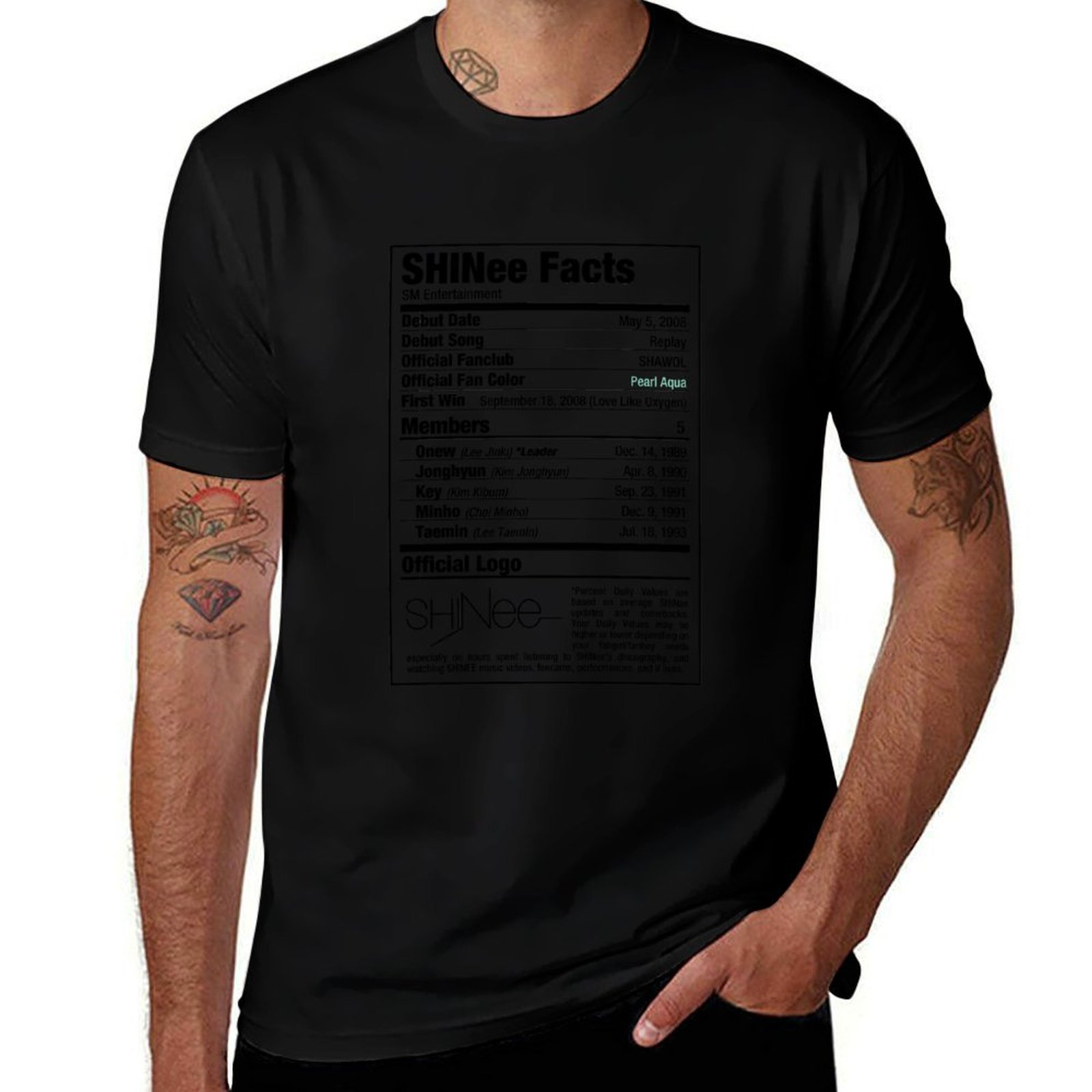Nutrition Fitness Training - SHINee Kpop Nutritional Facts T-Shirt Fitness