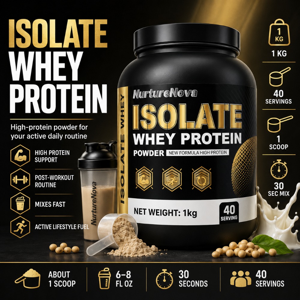 Fitness Nutrition Whey Protein - NurtureNova Isolate Whey Protein Powder 1kg,