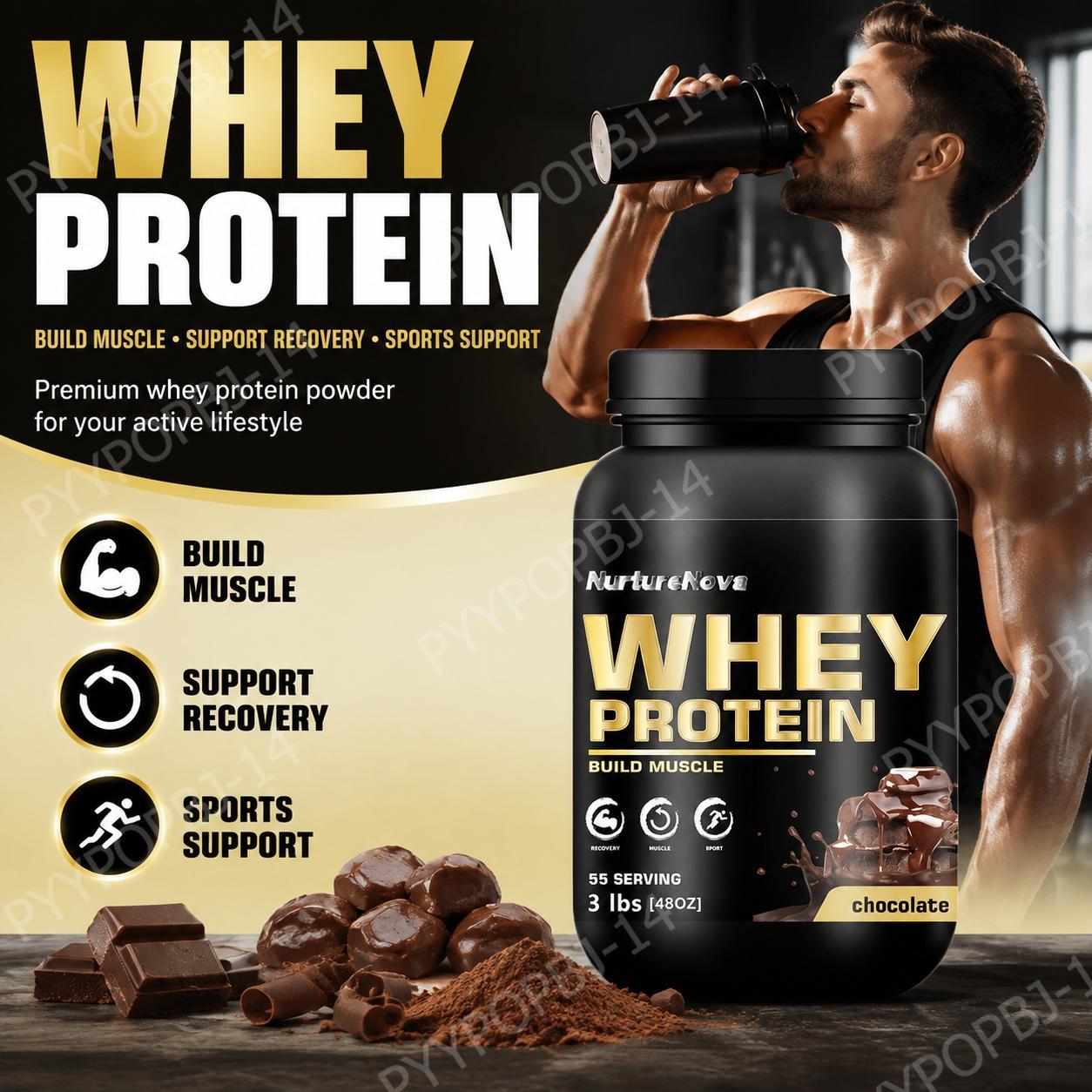 Fitness Nutrition Whey Protein - NurtureNova Chocolate Whey Protein Powder 30g